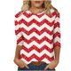 thumbnail image 2 of Fiudx Ofertas Relámpago Blusa Suelta Estampada con Cuello Redondo y Manga 3/4 para Mujer, 2 of 5