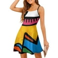 thumbnail image 1 of Funky Abstract Face Back Lacing Backless Dress Square Neck Dress Fashion Printed Dress 6Xl Multicolor Picasso Abstract Eyes, 1 of 5