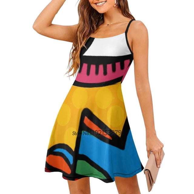 Funky Abstract Face Back Lacing Backless Dress Square Neck Dress Fashion Printed Dress 6Xl Multicolor Picasso Abstract Eyes