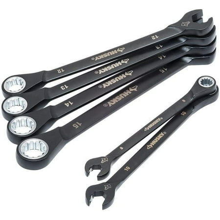 Husky Double Ratcheting Wrench Set Open Box End 100 Position Metric 6 Piece