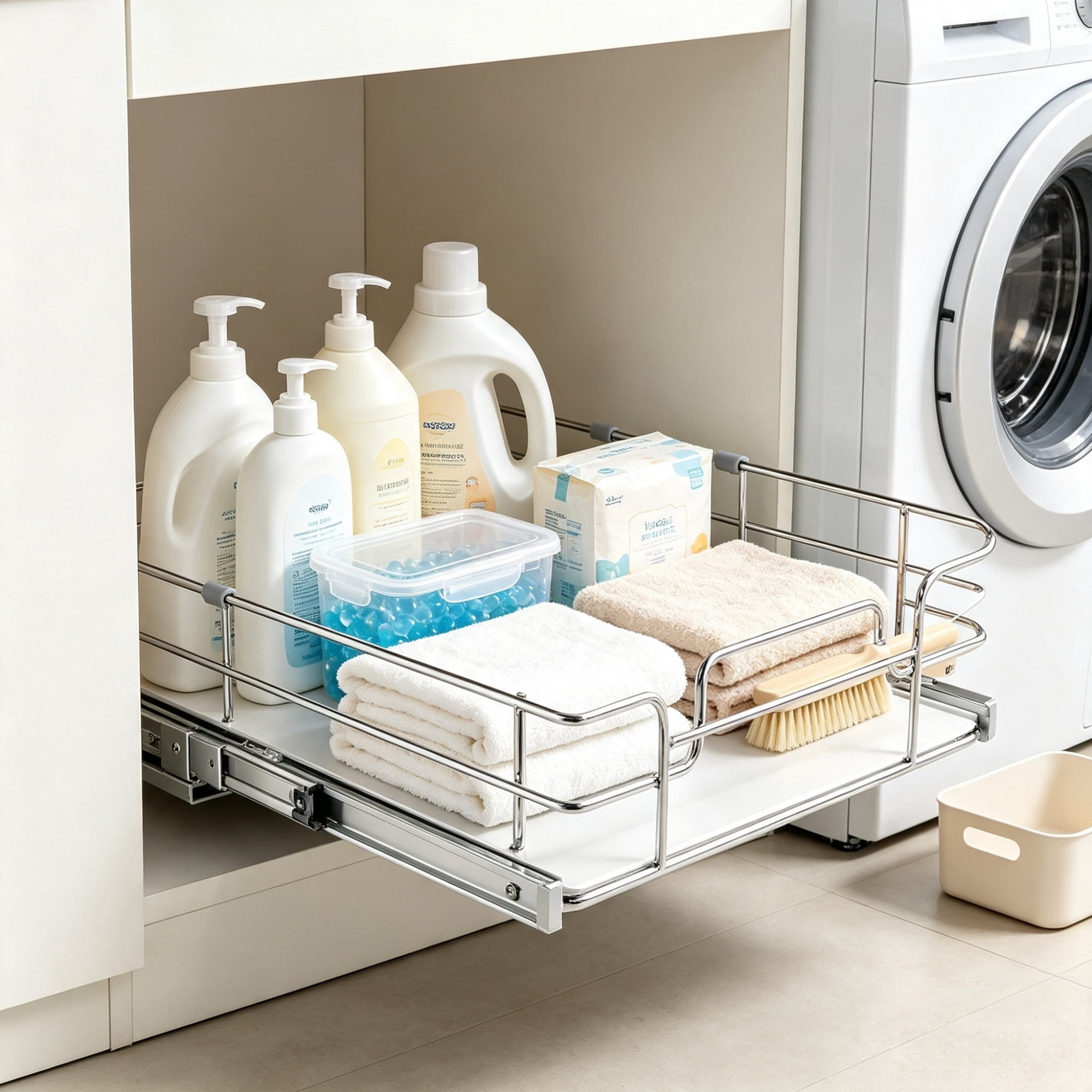 Pull Out Cabinet Organizer, Heavy Duty Slide Out Pantry Shelves for Under Sink (Fits 13.5"Wx22"Dx7"HCabinets), 11"Wx21"Dx2.5"H