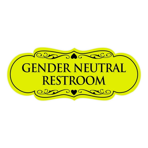 Signs ByLITA Designer Gender Neutral Restroom Sign (Yellow / Black) - Large