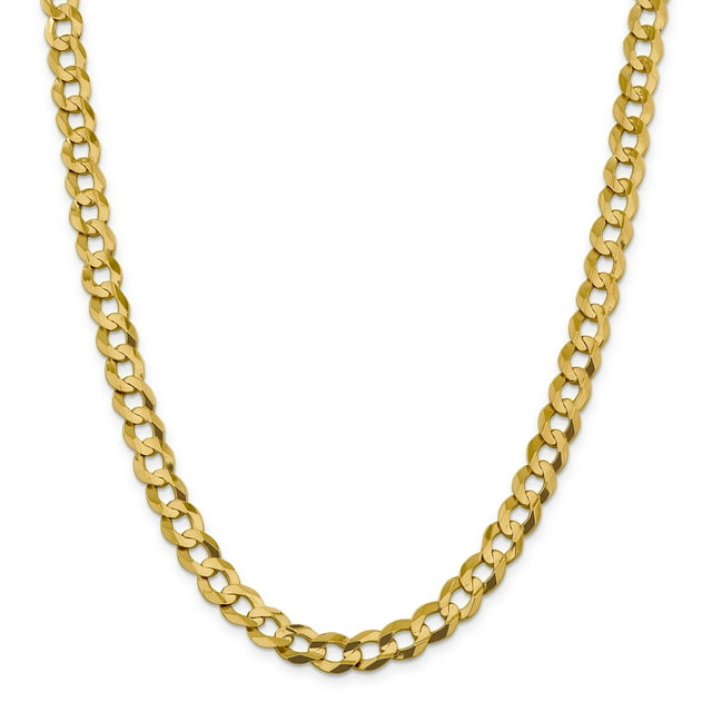 14k 9.4mm Solid Polished Light Flat Cuban Chain (Weight: 51.4 Grams, Length: 24 Inches)