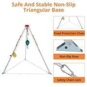 Confined Space Tripod Kit with 1200 LBS Lifting Winch and Fall Arrester, SewerRe-scueTripod with Safety Self-Locking Device