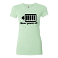 thumbnail image 2 of Cute Heart Never Power off Love Couple Gift Valentine's Day Womens Slim Fit Junior Tee, Mint, Medium, 2 of 3