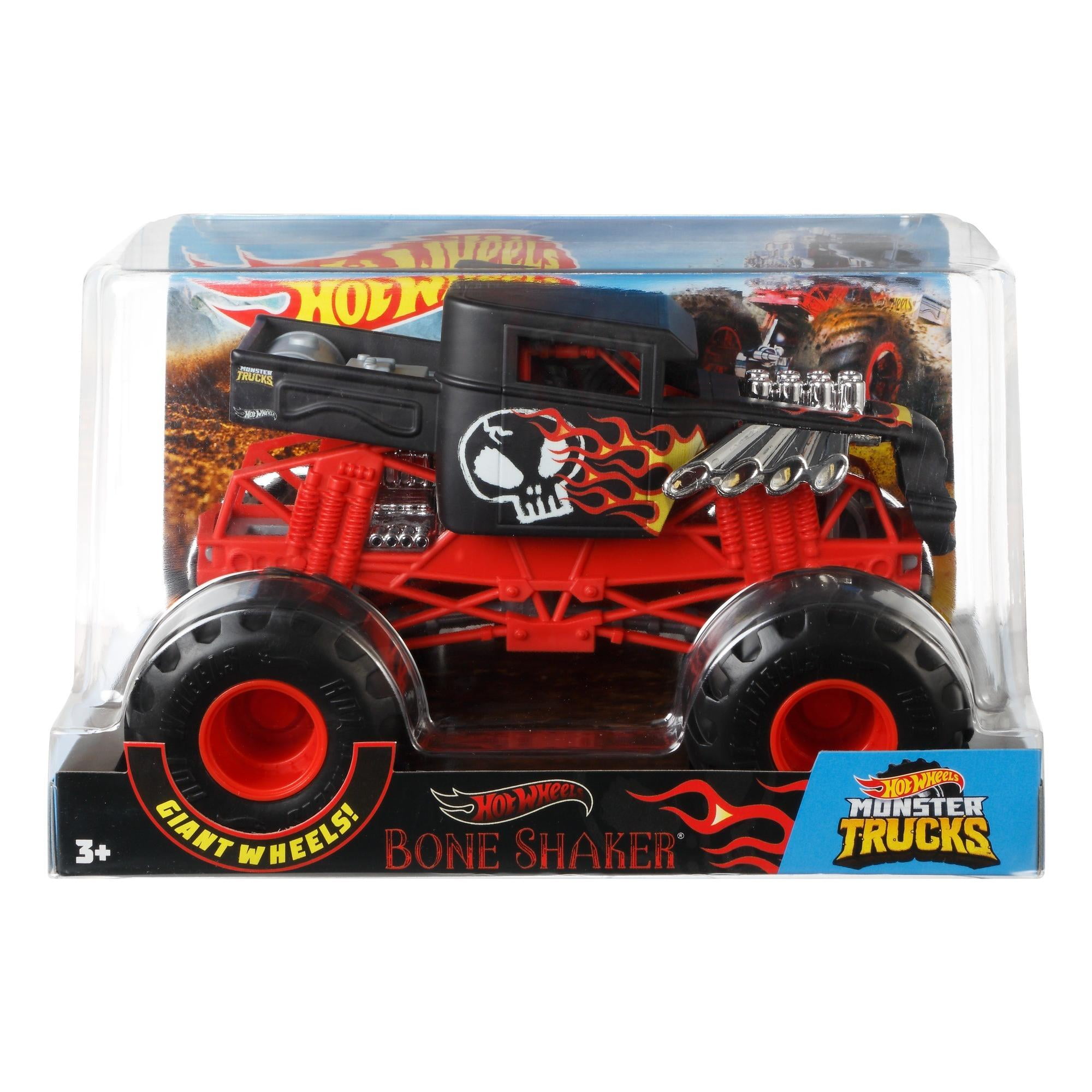  Hot Wheels RC Monster Trucks Bone Shaker in 1:15 Scale,  Remote-Control Toy Truck with Terrain Action Tires : Toys & Games