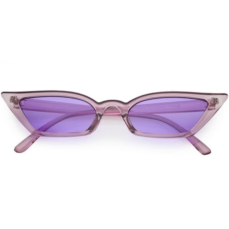Women's Translucent Thin Extreme Cat Eye Sunglasses Rectangle Lens Sunglasses 47mm (Purple / Purple)