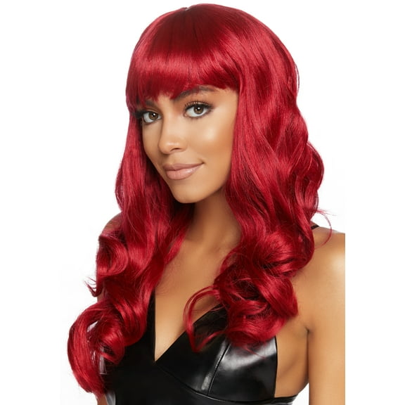 Leg Avenue 24" Misfit long wavy bang wig. Red Color