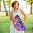 thumbnail image 3 of 10 Inch Colorful Stripe Kung Fu Fan - Boots On The Ground Hand Fan, Clacking Fans for Line Dancing, Popping Fans Large Holographic Folding Fan Iridescent Clack Hand Fan,Foldable Craft Holding Laser, 3 of 6