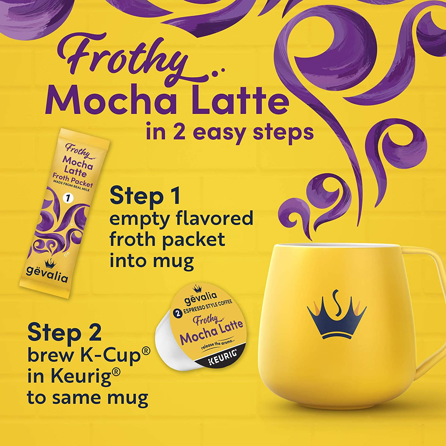 Gevalia Frothy 2-Step Caramel Macchiato Espresso K-Cup Coffee Pods & Froth Packets Kit, 6 ct Box (Pack of 4)