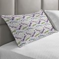 thumbnail image 2 of Dragonfly Quilted Pillowcover, Abstract Bugs Hippie Style Sketchy Flowers Art, Standard King Size Accent Pillow Cover for Bedroom, 36" x 20", Pale Blue Purple, by Ambesonne, 2 of 2