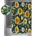 thumbnail image 3 of Shower Curtain Bathroom Set Retro Watercolor Sunflower Daisy Waterproof Fabric Shower Curtains with Grommets&Hooks Farmhouse Floral Seamless Privacy Bath Curtain for Bathtub 72x84in, 3 of 7