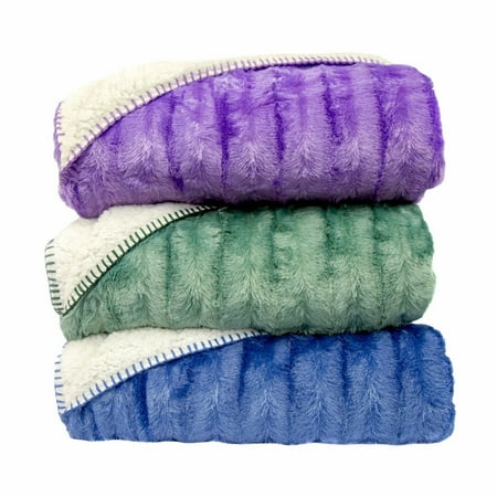 Green Sherpa - Cozy Fleece LLC Oversized Super Soft Plush Fleece and Sherpa Throw Blanket