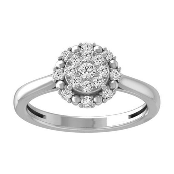 Araiya Fine Jewelry 10K White Gold Round-shape Lab Grown Diamond Cluster Ring (1/3 Cttw, D-F Color, VS1 Clarity) Size 6
