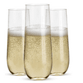 thumbnail image 2 of Stemless Plastic Champagne Flutes - 9 Oz Plastic Champagne Glasses | Clear Plastic Unbreakable Toasting Glasses | Shatterproof | Disposable | Reusable Perfect for Wedding or Party, 2 of 5