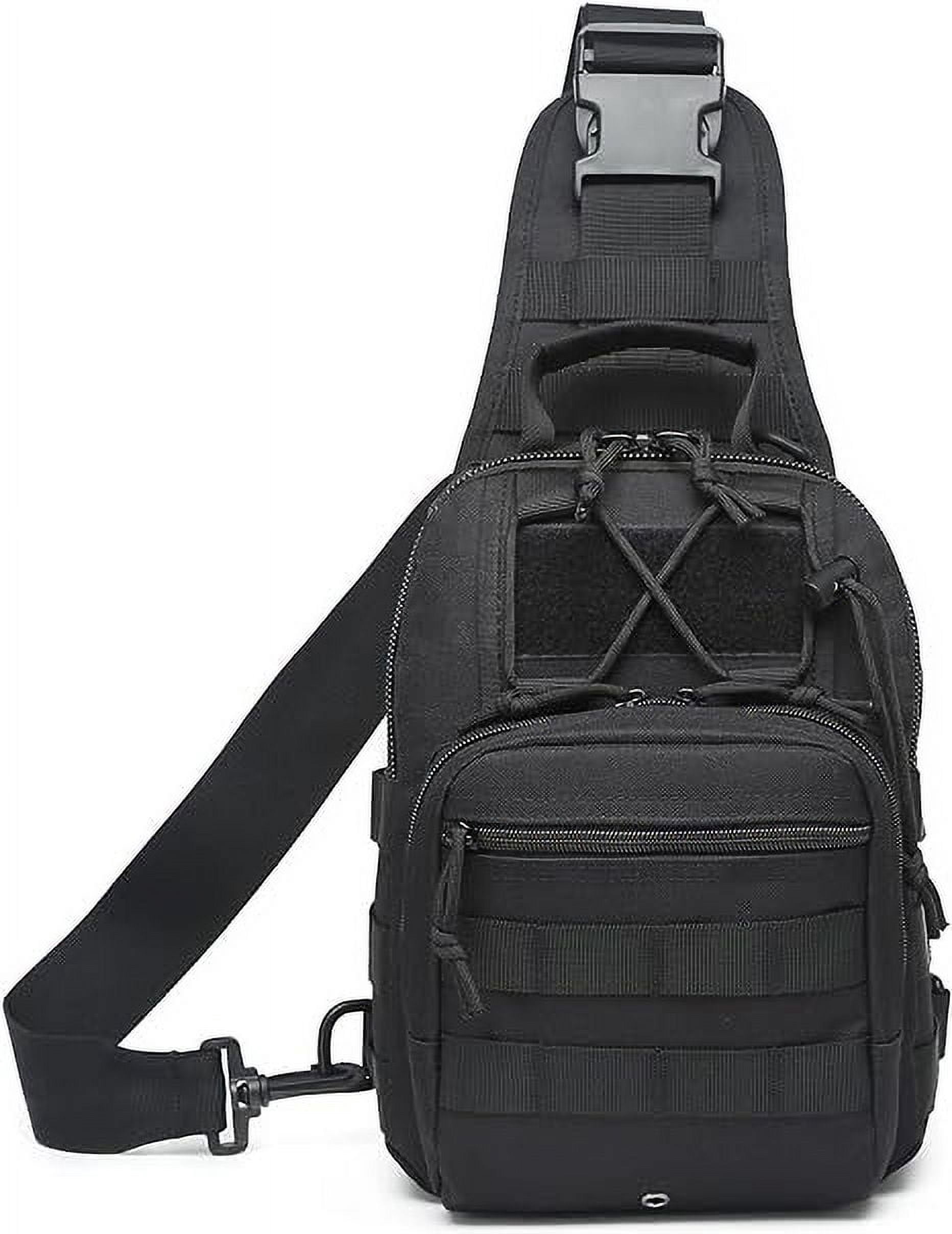 Sling Bag for Men, Crossbody Bags for Men, Oxford Waterproof Fabric Small Outdoor Chest Pack for Men with Adjustable Shoulder Strap, Black, 10.6 x 8.3 x 6.3In