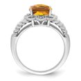 thumbnail image 4 of Auriga Fine Jewelry 925 Sterling Silver Rhodium Checker-Cut Whiskey Quartz & Diamond Ring for Women Size- 7, 4 of 6