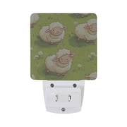 Cute Sheep Playing on The Lawn LED Night Light with Smart Sensor Plug Into Wall Dusk to Dawn 2 packs
