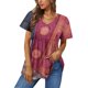 thumbnail image 1 of Fiudx Ropa de Mujer Top Casual de Manga Corta con Cuello En V y Estampado Degradado para Mujer, 1 of 5