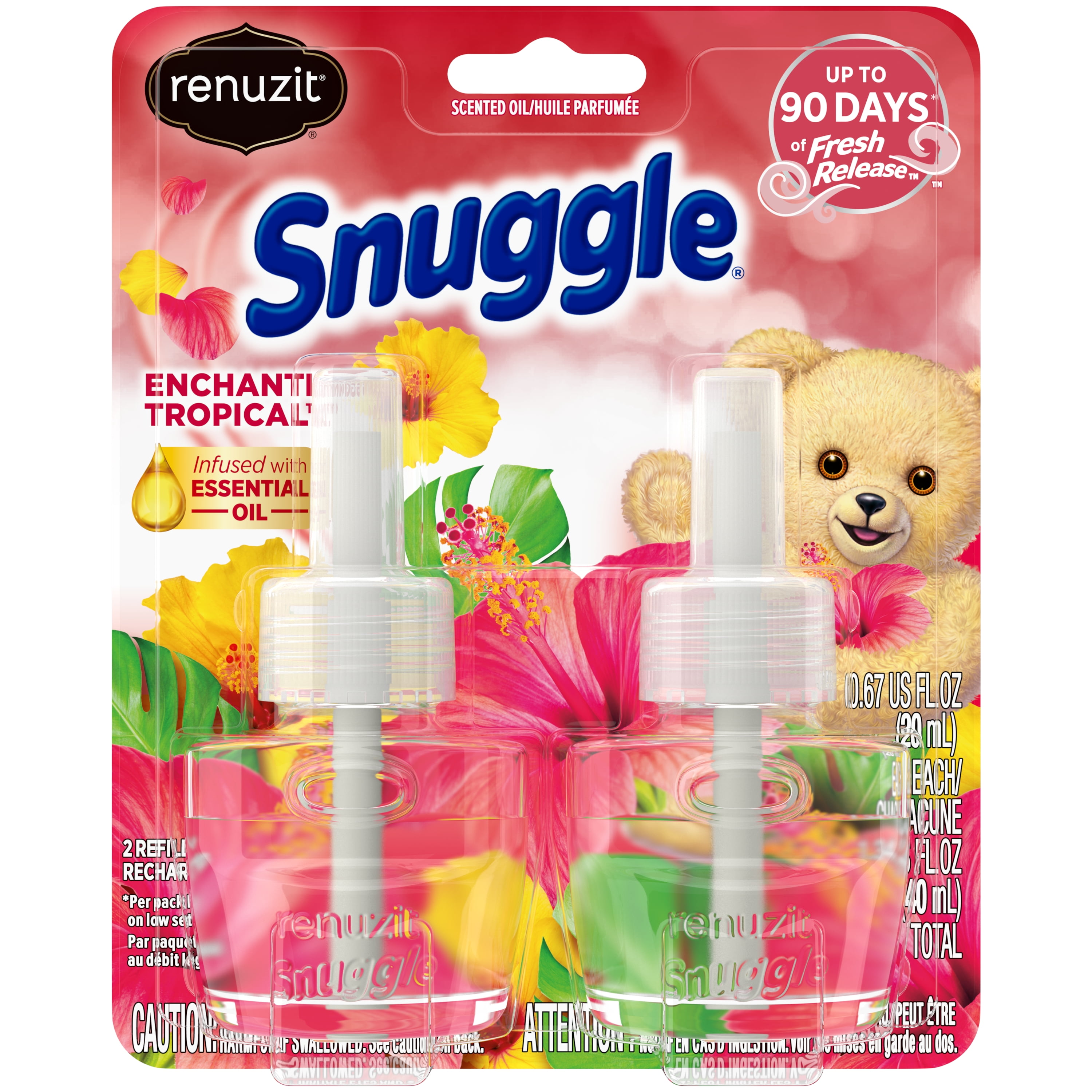 Renuzit Snuggle Scented Oil Refill for Plug In Air Fresheners, Enchanting Tropical, 2 Count