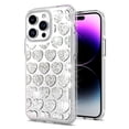 thumbnail image 2 of Designed for Apple iPhone 15 Pro Sparkly 3D Design Diamond Shockproof Protective Bling Rhinestone Hybrid Skin PC + TPU Phone Case Cover [Heart Silver], 2 of 4