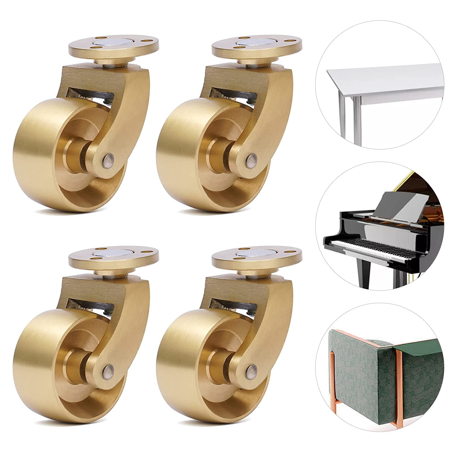 Miumaeov Universal Brass Caster Antique Brass Ball Swivel Wheels 4pcs Furniture Table Swivel Wheel 360 Degree Rotation 2.36 * 1.1 * 2.05in