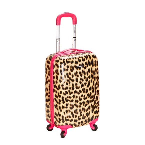 Rockland F191-PINKLEOPARD 20 in. POLYCARBONATE CARRY ON - PINK LEOPARD