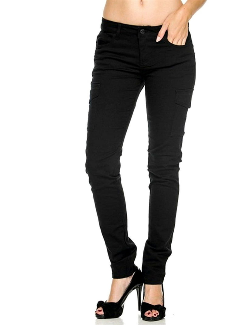 WAX JEAN Women's PREMIUM Stretch Solid Skinny TWILL Cargo