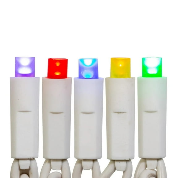 KSA Christmas Lights Frosted LED 5MM Mini Multi-Color 50-Count 25.5 ft White Wire