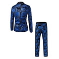 thumbnail image 5 of Men’s 2 Piece Short Set Printed Fashion Nightclub Party Casual Pants Tuxedo Ensemble Prom Outfit Set, 5 of 5