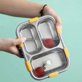 thumbnail image 3 of 304 Stainless steel Lunch box with Tableware for Adults Kids Leakproof Lunch Container Portable Grids Bento Box Food Containers Pink, 3 of 5