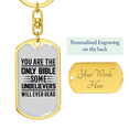 thumbnail image 3 of The Only Bible White Stainless Steel or 18k Gold Premium Swivel Dog Tag Keychain, 3 of 10