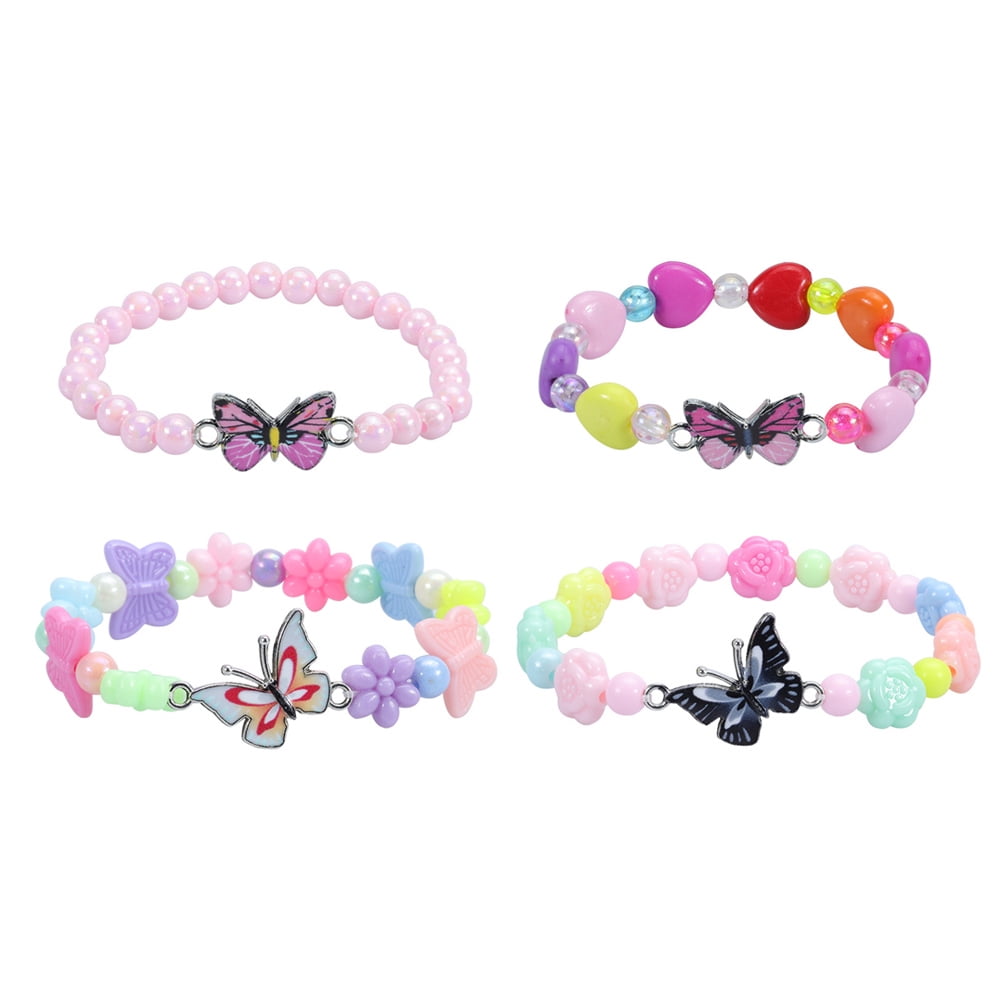 Beaded Bracelets for Kids, Little Girl Plastic Bracelets, Flower