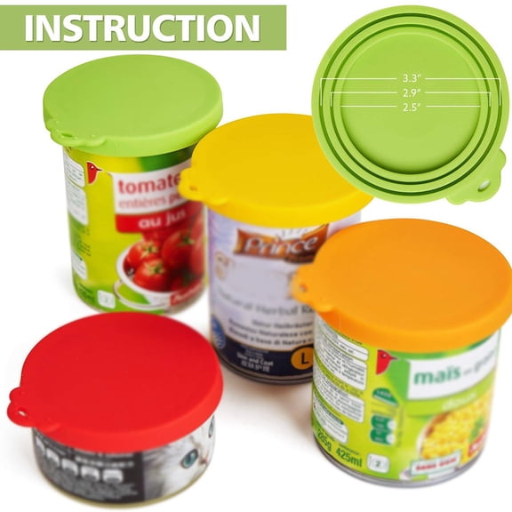 Yooci Airtight Silicone Can Lids (yellow,orange,red,green) – Reusable Covers for Pet & Food Cans