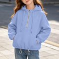 thumbnail image 2 of Girls Zip Up Hoodie 10-12 Half Zip Long Sleeve Kids Sweatshirt Cute Fashion Oversized Pullover Sweatshirt with Pockets, 2 of 8