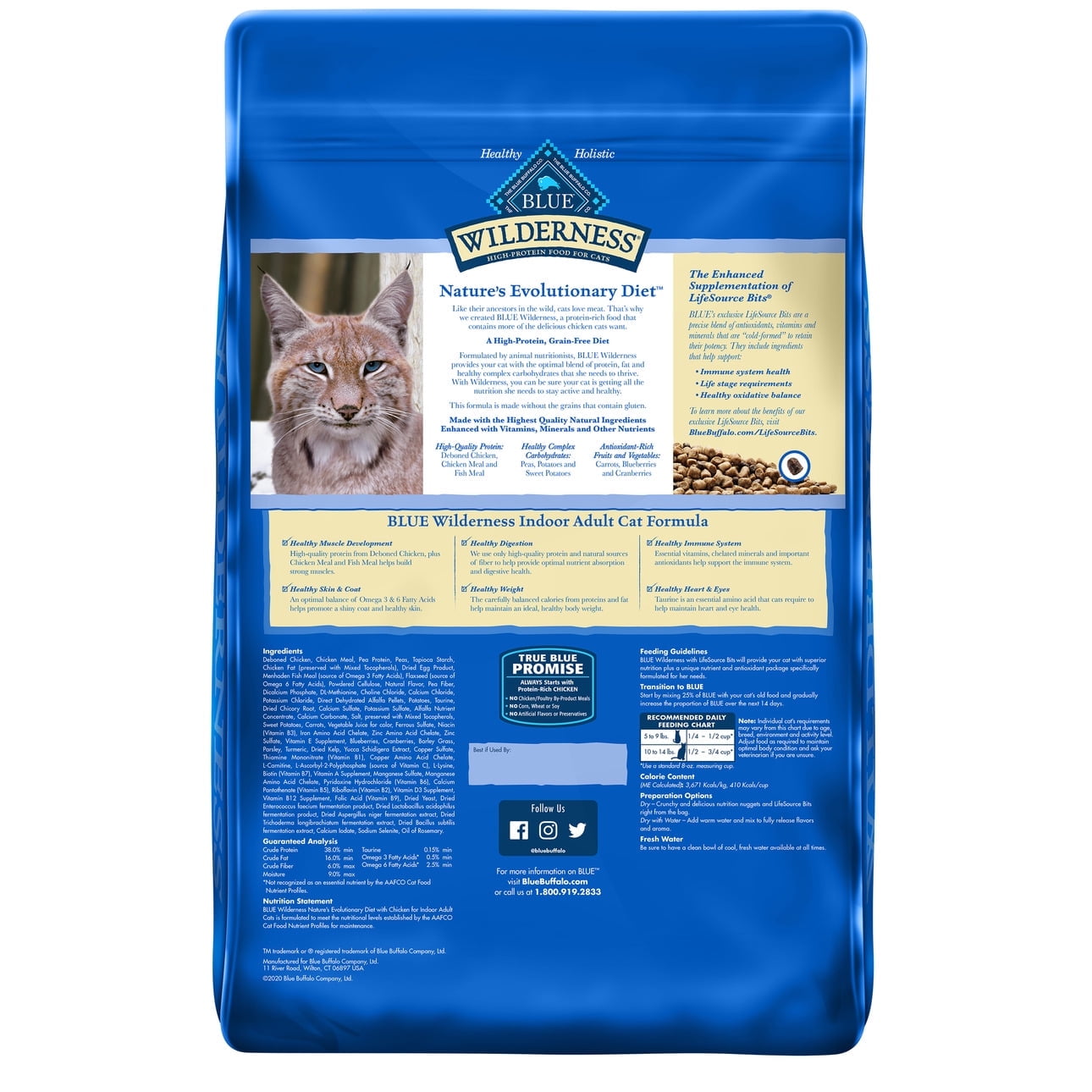 Blue Buffalo Wilderness High Protein Grain Free Indoor Cat Food Chicken Digestive Weight Management 11 lb Bag Walmart