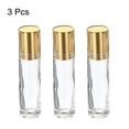 thumbnail image 3 of Unique Bargains 10mL Bouteilles à Rouleaux, 3 Boules de Rouleau d'Huile Essentielle en Verre avec Couvercle Doré Bouchon Réutilisable, Clair, 3 of 5