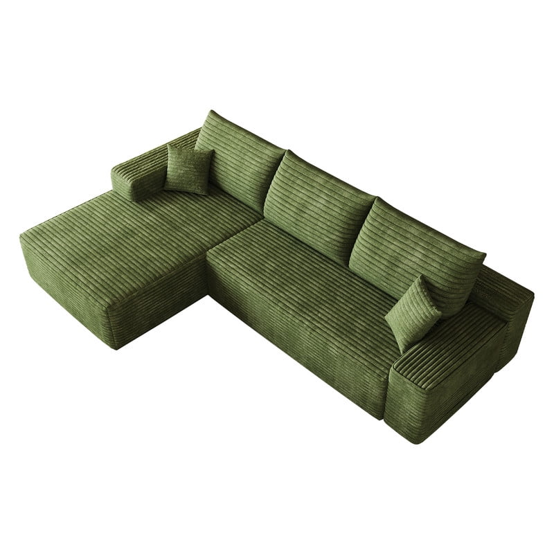 107" Cloud L-Shaped Sectional Sofa with Chaise, Modern Modular Couch with Deep Seat, Plush Corduroy Upholstered Sofa for Living Room, Bedroom & Apartment, No Assembly Required