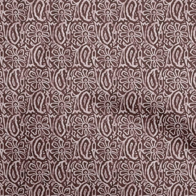 oneOone Viscose Jersey Maroon Fabric Aian Batik Sewing Material Print Fabric By The Yard 60 Inch Wide
