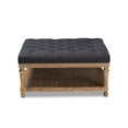 thumbnail image 2 of Baxton Studio Kelly Charcoal Linen Upholstered Graywashed Wood Cocktail Ottoman, 2 of 6