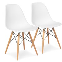 Best Choice Products Set of 2 Mid-Century Modern Dining Arm Chairs w/ Molded Plastic Shell - White