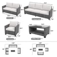 thumbnail image 3 of 5Pcs Patio Furniture Sets, Outdoor Patio Set with Glass Coffee Table, Weatherproof Rattan Sectional Sofa, Ideal for Garden, Porch, or Poolside, Grey&Light Grey, 3 of 8