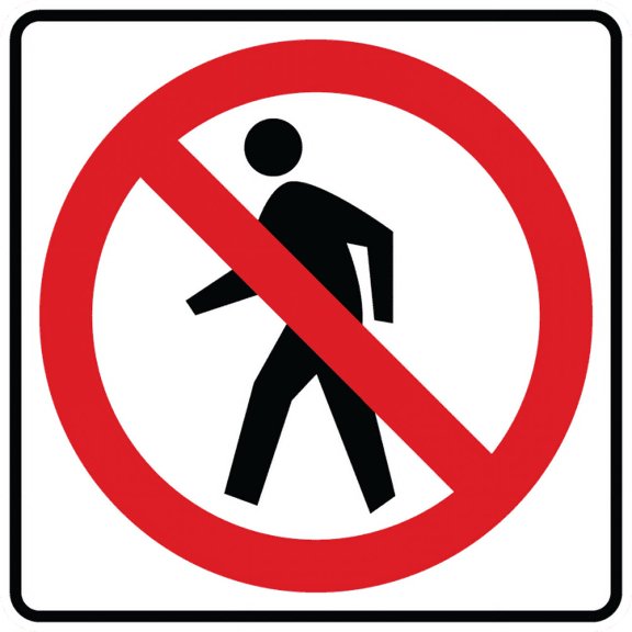 Vinyl Stickers - R9-3-No Pedestrian Crossing Sign (Symbol) - Safety and Warning Warehouse Signs Stickers - 3.5" x 5" - 3 Pack