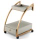 thumbnail image 1 of Costway Mesita auxiliar con ruedas y cajón, mesita lateral con forma de C con 2 niveles bandeja desmontable y ruedas con freno, carro móvil para salón dormitorio estudio y cocina, gris y oro, 1 of 6