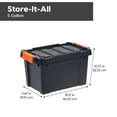 thumbnail image 6 of IRIS USA, 5 Gallon Heavy Duty Plastic Storage Box, Black, 6 of 8
