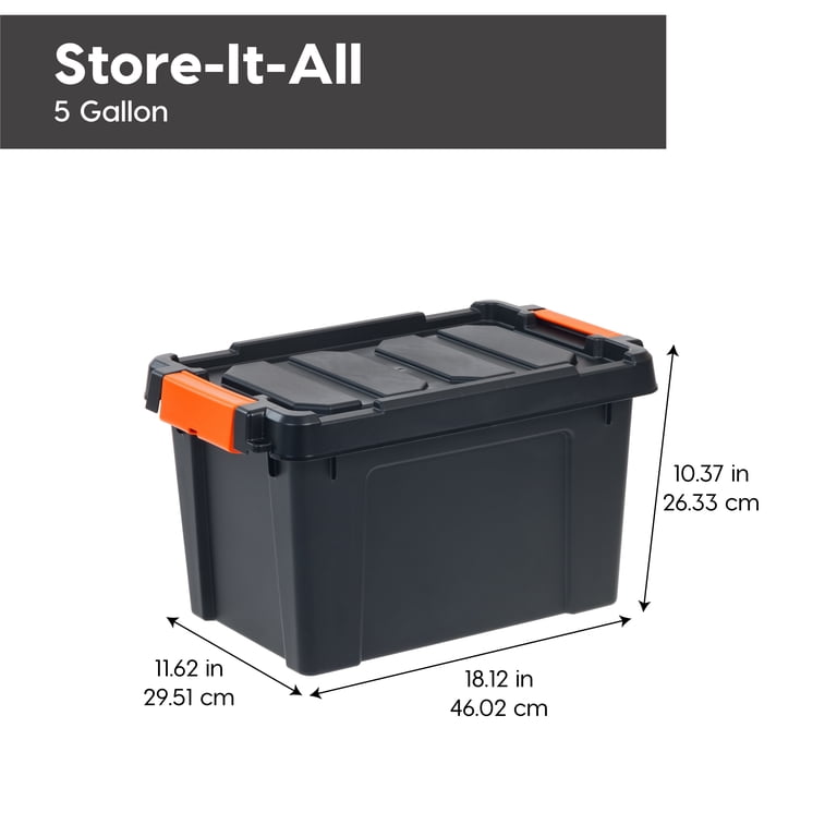 IRIS USA, 5 Gallon Heavy Duty Plastic Storage Box, Black - Walmart.com