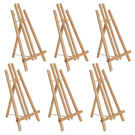 U.S. Art Supply 18" Large Tabletop Display Stand A-Frame Artist Easel (Pack of 6), Beechwood Tripod, Canvas Photo Holder