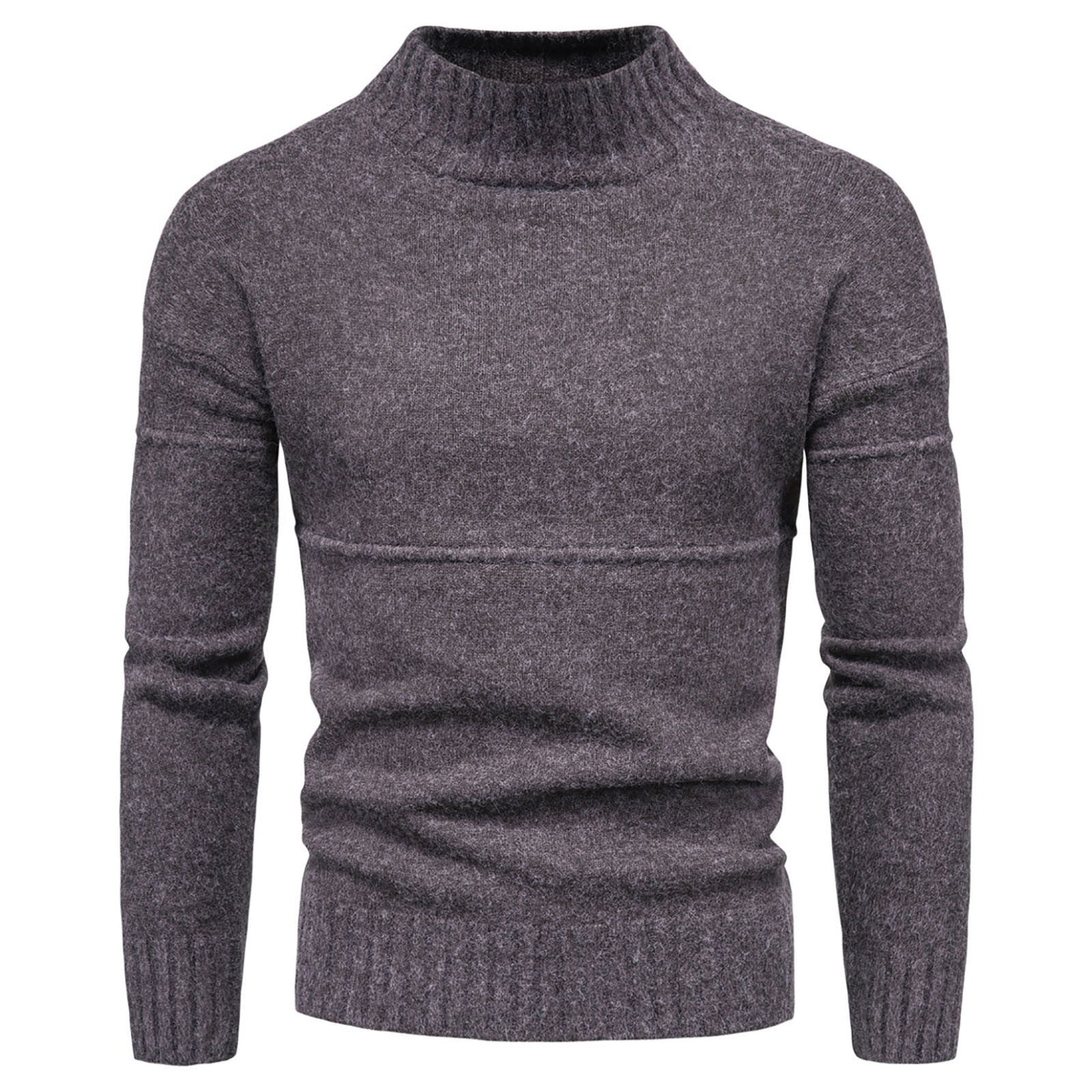 RKSTN Mens Sweater Fall Fashion Winter Leisure Half High Collar Long Sleeved Sweater Pullover Coat Solid Color Undershirt Turtleneck Casual Loose