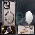 thumbnail image 3 of for iPhone 15 Magnetic Gardient Glitter Case, Plating Bling Cute Case Compatible with MagSafe for Women Girls Full Camera Protector Back Cover for iPhone 15 6.1 Inch Black, 3 of 14