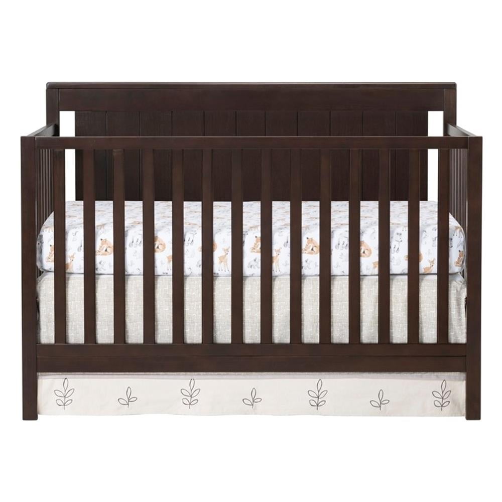 Oxford Baby Lazio 4-in-1 Convertible Crib, Espresso Brown, GREENGUARD Gold Certified, Wooden Crib